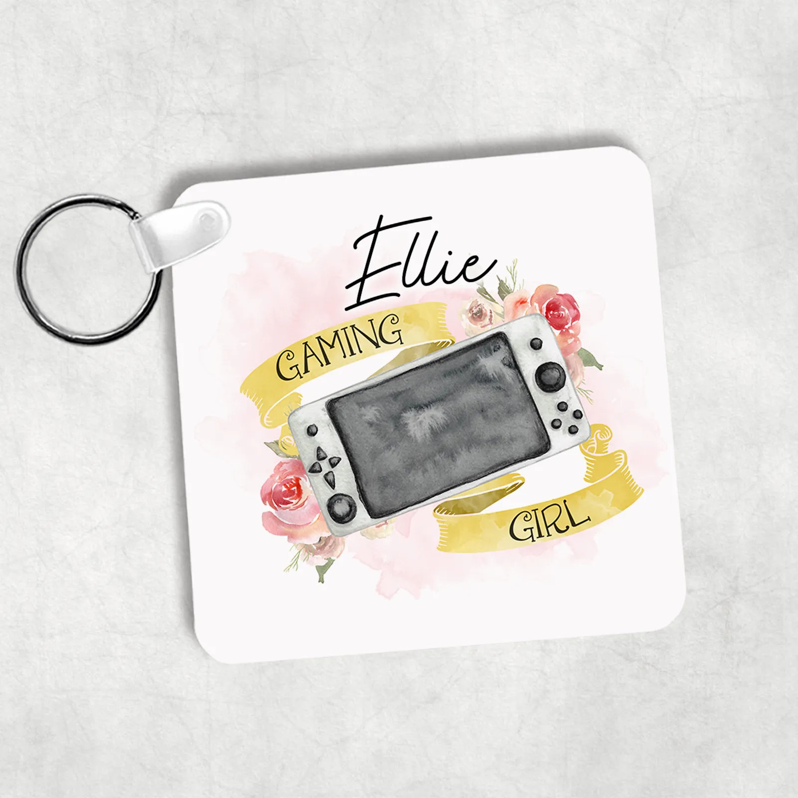 Gamer Girl Personalised Square Keyring