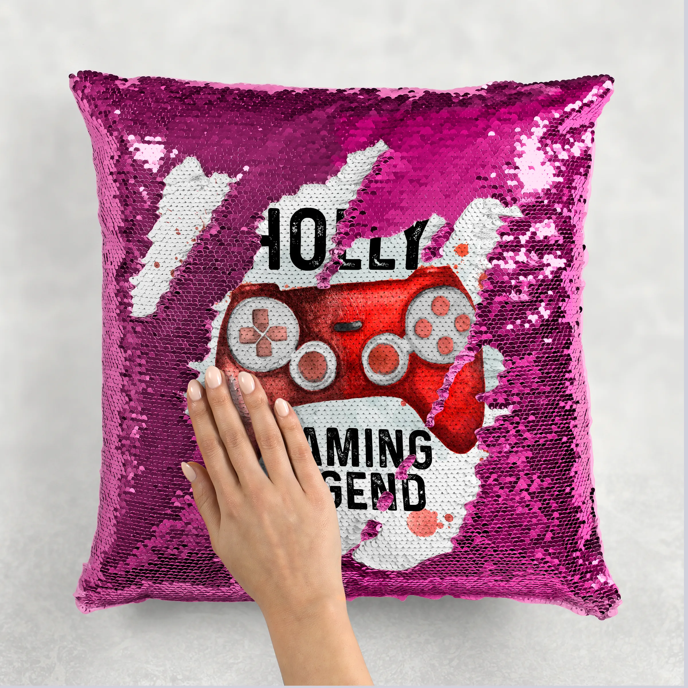 Gaming Legend Personalised Mermaid Reversible Sequin Cushion