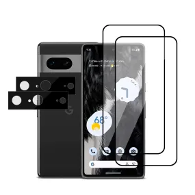 Google Pixel 7 Screen Protector With Camera Lens Protectors | Tempered Glass| Pack of 2| Black