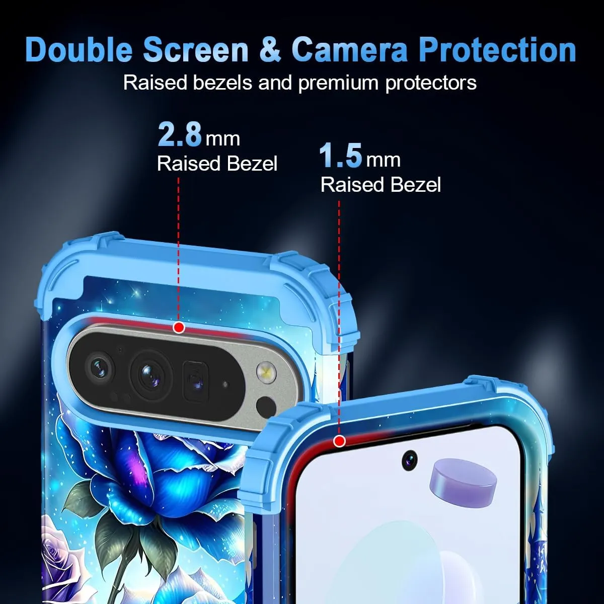 Google Pixel 9 Case/Pixel 9 Pro Case, Glow Duty Shockproof Full Body Protection Soft Silicone Case