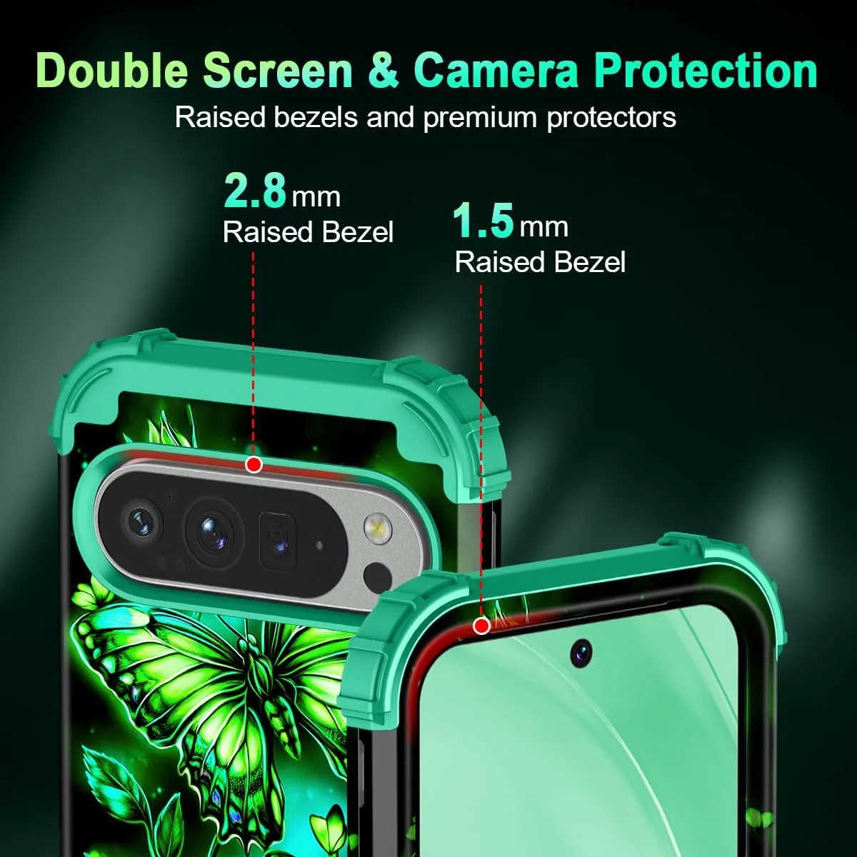 Google Pixel 9 Case/Pixel 9 Pro Case, Glow Duty Shockproof Full Body Protection Soft Silicone Case