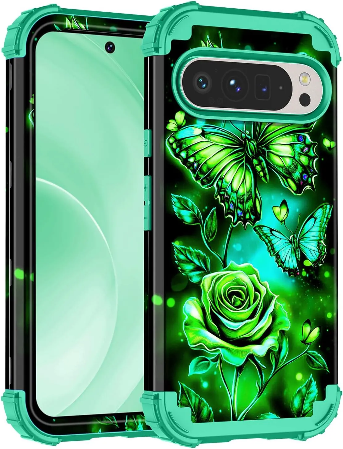 Google Pixel 9 Case/Pixel 9 Pro Case, Glow Duty Shockproof Full Body Protection Soft Silicone Case
