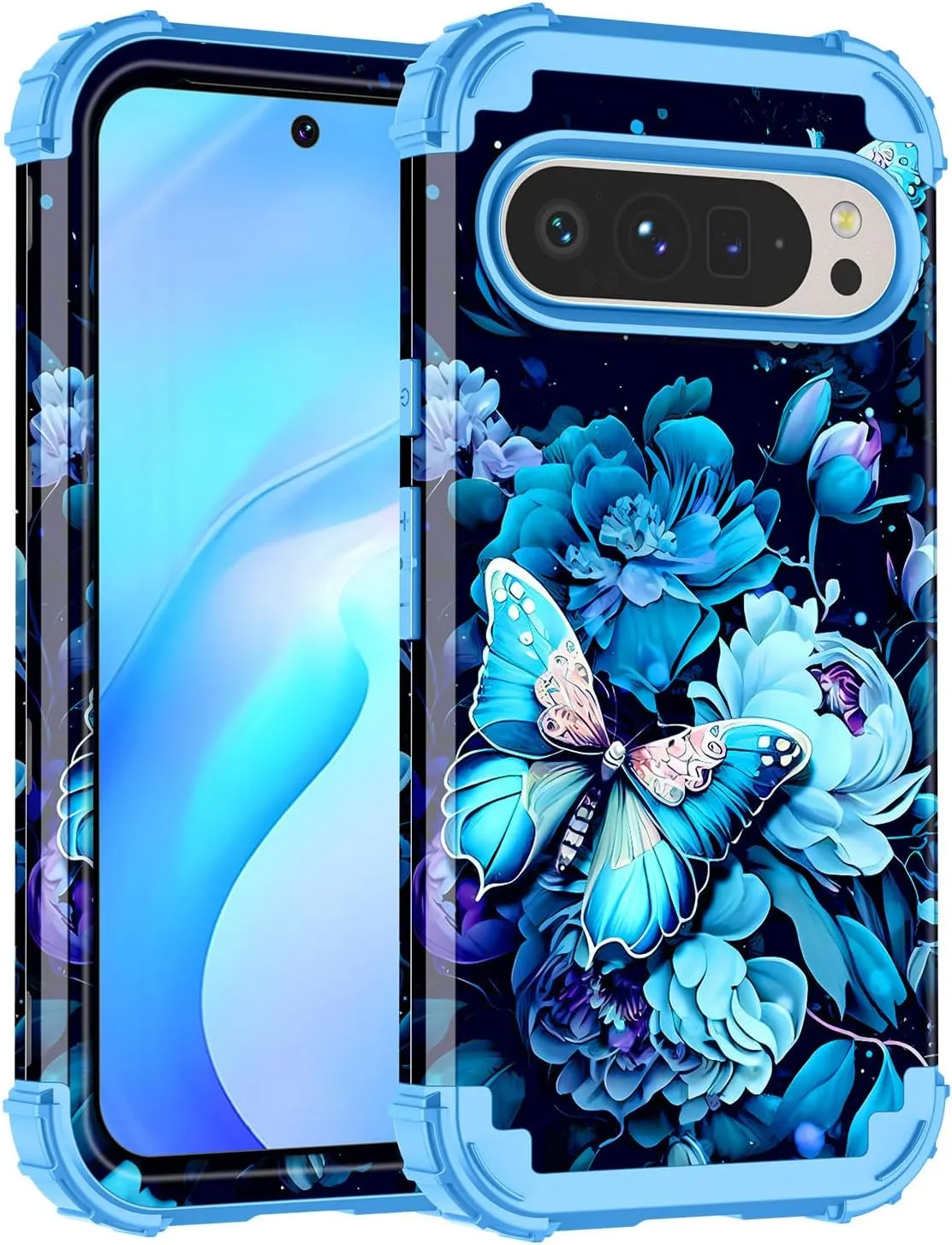 Google Pixel 9 Case/Pixel 9 Pro Case, Glow Duty Shockproof Full Body Protection Soft Silicone Case