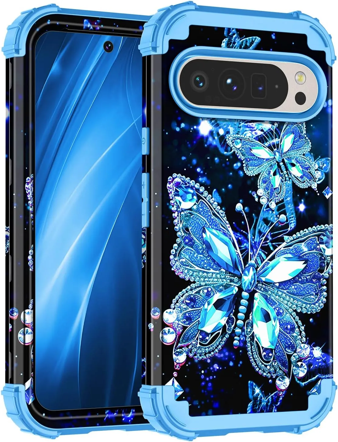 Google Pixel 9 Case/Pixel 9 Pro Case, Glow Duty Shockproof Full Body Protection Soft Silicone Case