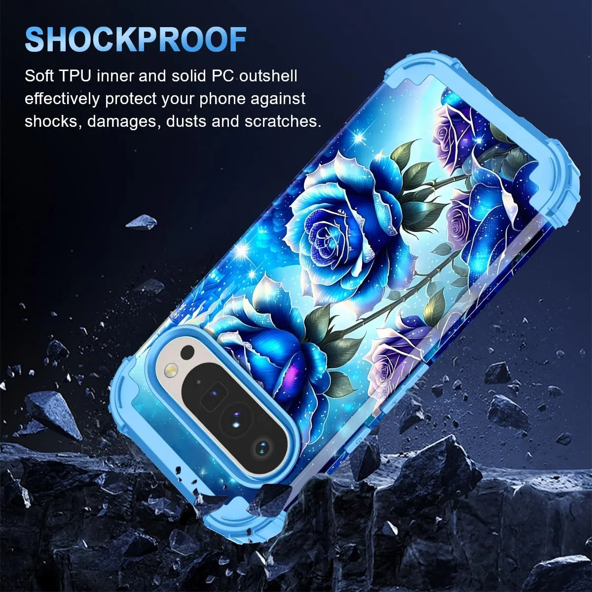 Google Pixel 9 Case/Pixel 9 Pro Case, Glow Duty Shockproof Full Body Protection Soft Silicone Case