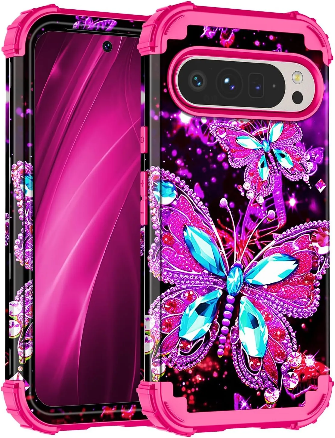 Google Pixel 9 Case/Pixel 9 Pro Case, Glow Duty Shockproof Full Body Protection Soft Silicone Case