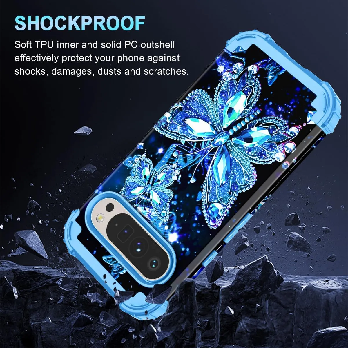 Google Pixel 9 Case/Pixel 9 Pro Case, Glow Duty Shockproof Full Body Protection Soft Silicone Case