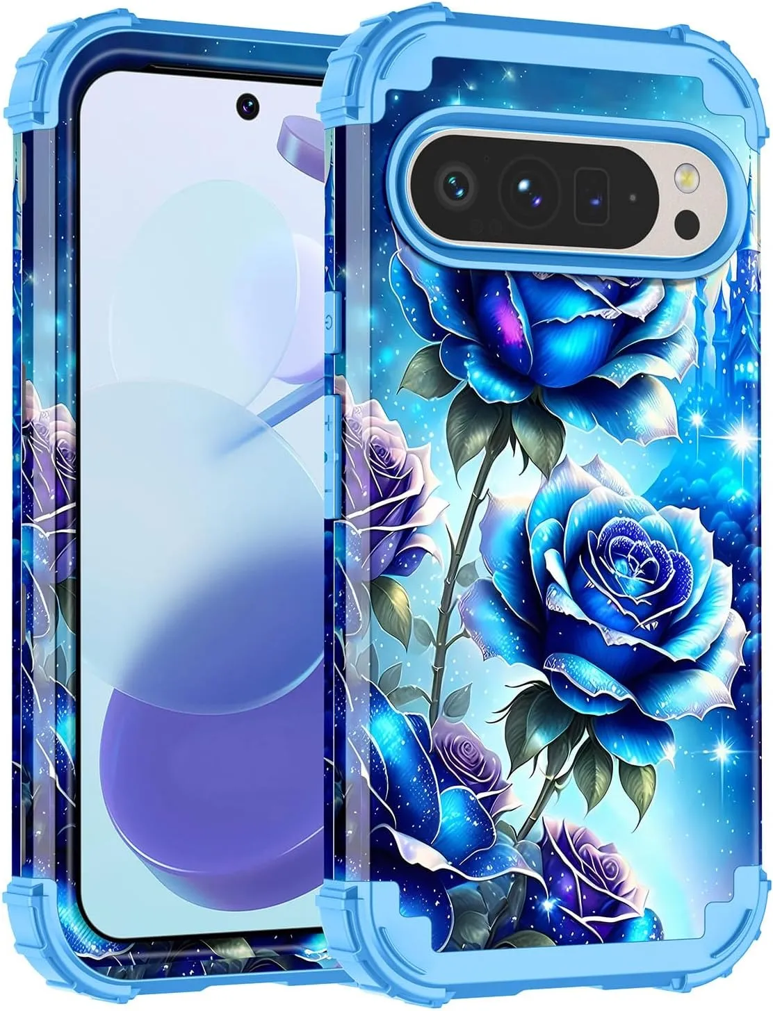 Google Pixel 9 Case/Pixel 9 Pro Case, Glow Duty Shockproof Full Body Protection Soft Silicone Case