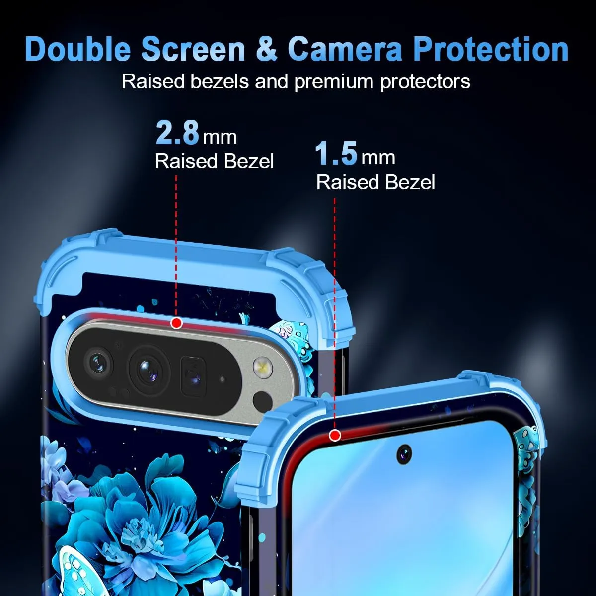 Google Pixel 9 Case/Pixel 9 Pro Case, Glow Duty Shockproof Full Body Protection Soft Silicone Case