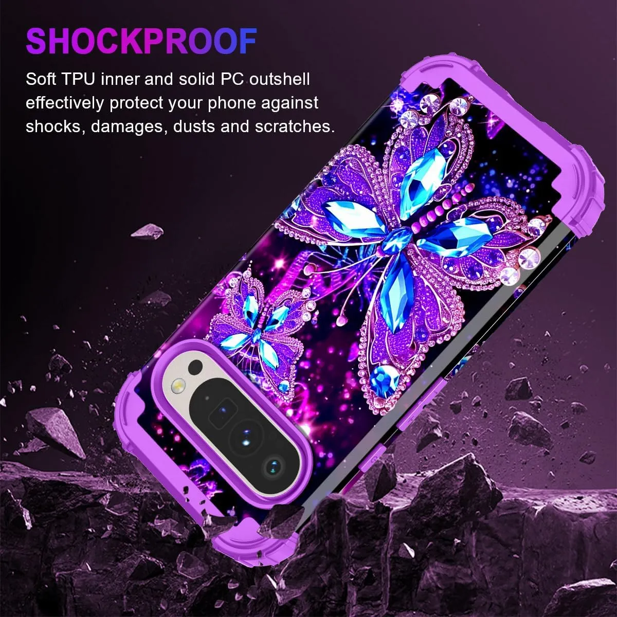 Google Pixel 9 Case/Pixel 9 Pro Case, Glow Duty Shockproof Full Body Protection Soft Silicone Case