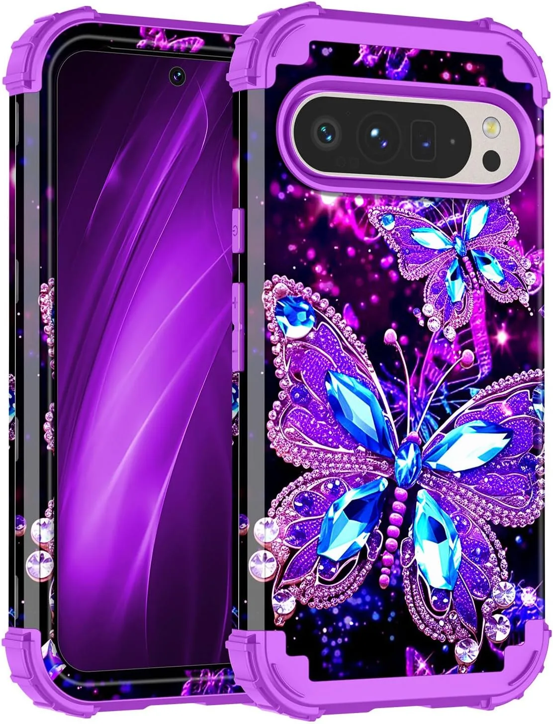Google Pixel 9 Case/Pixel 9 Pro Case, Glow Duty Shockproof Full Body Protection Soft Silicone Case