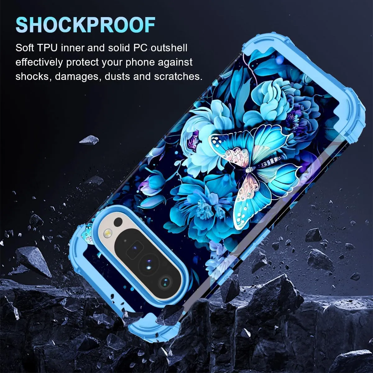 Google Pixel 9 Case/Pixel 9 Pro Case, Glow Duty Shockproof Full Body Protection Soft Silicone Case