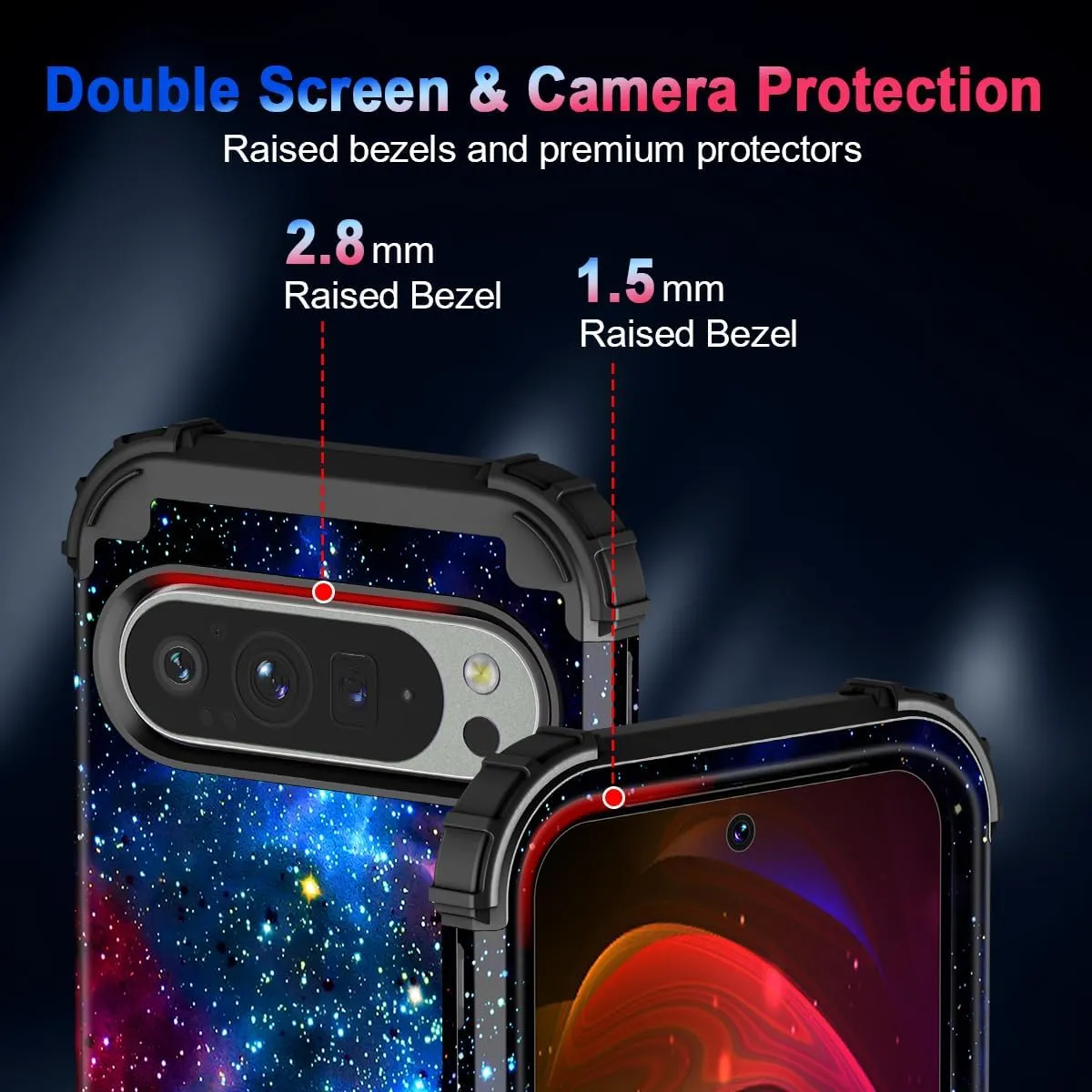 Google Pixel 9 Case/Pixel 9 Pro Case, Glow Duty Shockproof Full Body Protection Soft Silicone Case