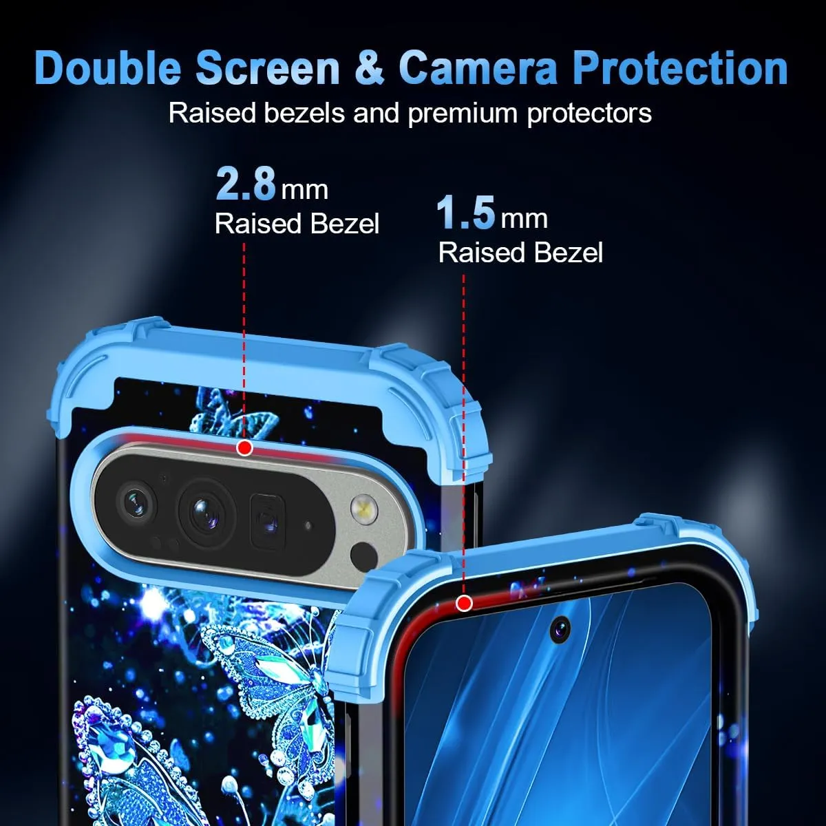 Google Pixel 9 Case/Pixel 9 Pro Case, Glow Duty Shockproof Full Body Protection Soft Silicone Case