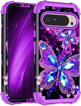 Google Pixel 9 Case/Pixel 9 Pro Case, Glow Duty Shockproof Full Body Protection Soft Silicone Case