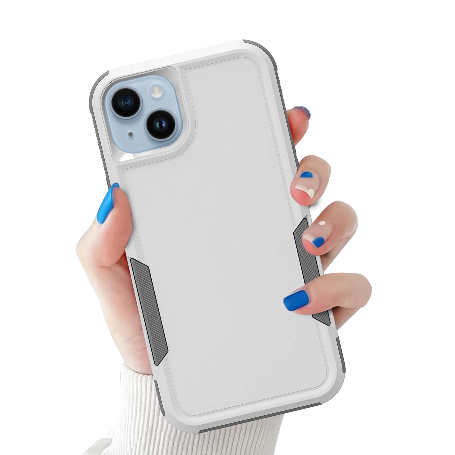 Grip Case   2 Glass Screen Protectors for iPhone 14 Plus (White)