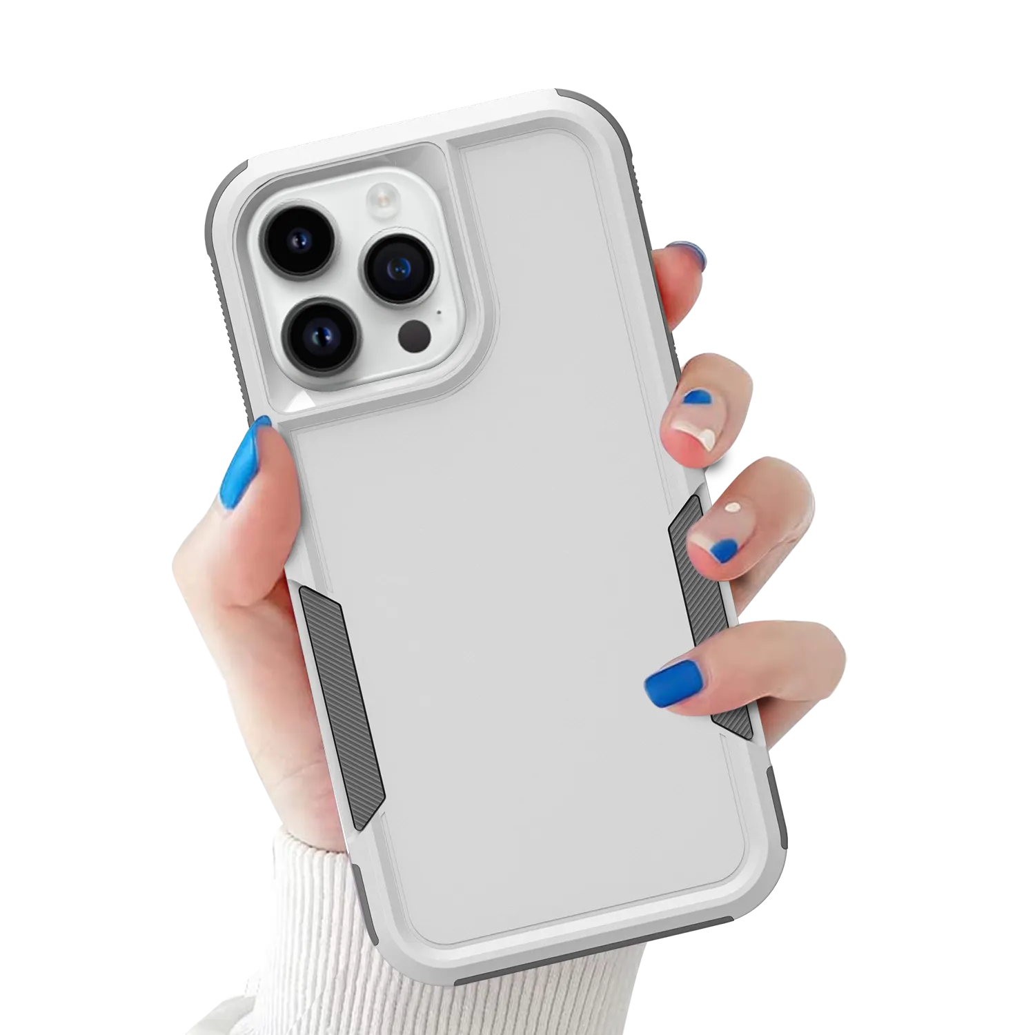 Grip Case   2 Glass Screen Protectors for iPhone 14 Pro Max (White)