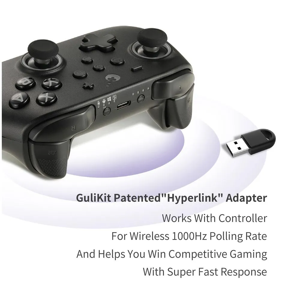GuliKit CO044a-Wa KK3 PRO Wireless Game Controller With Hall Effect Joystick, Black