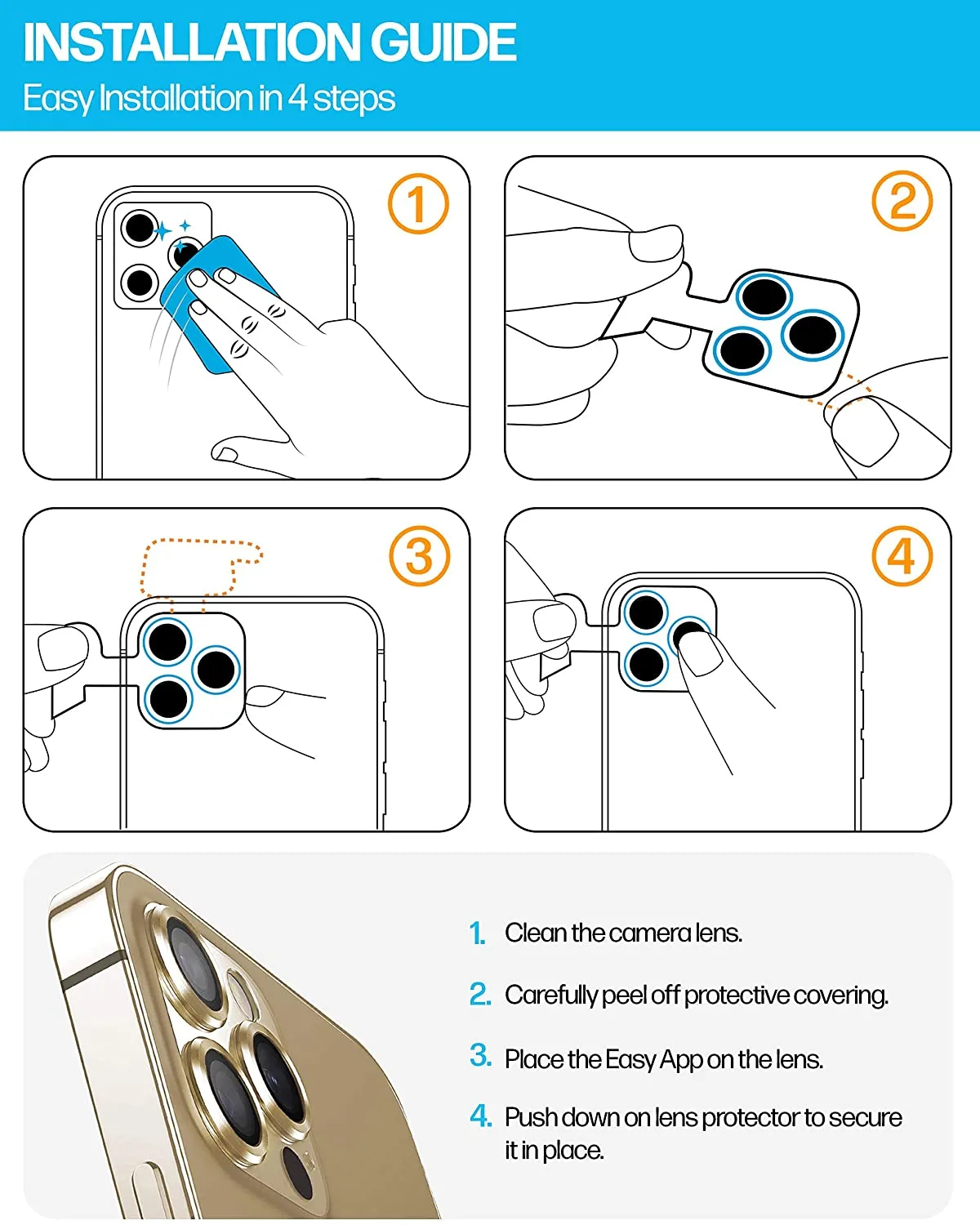 iPhone 12 Pro Max Tempered Glass Camera Lens Protector [3-Pack]