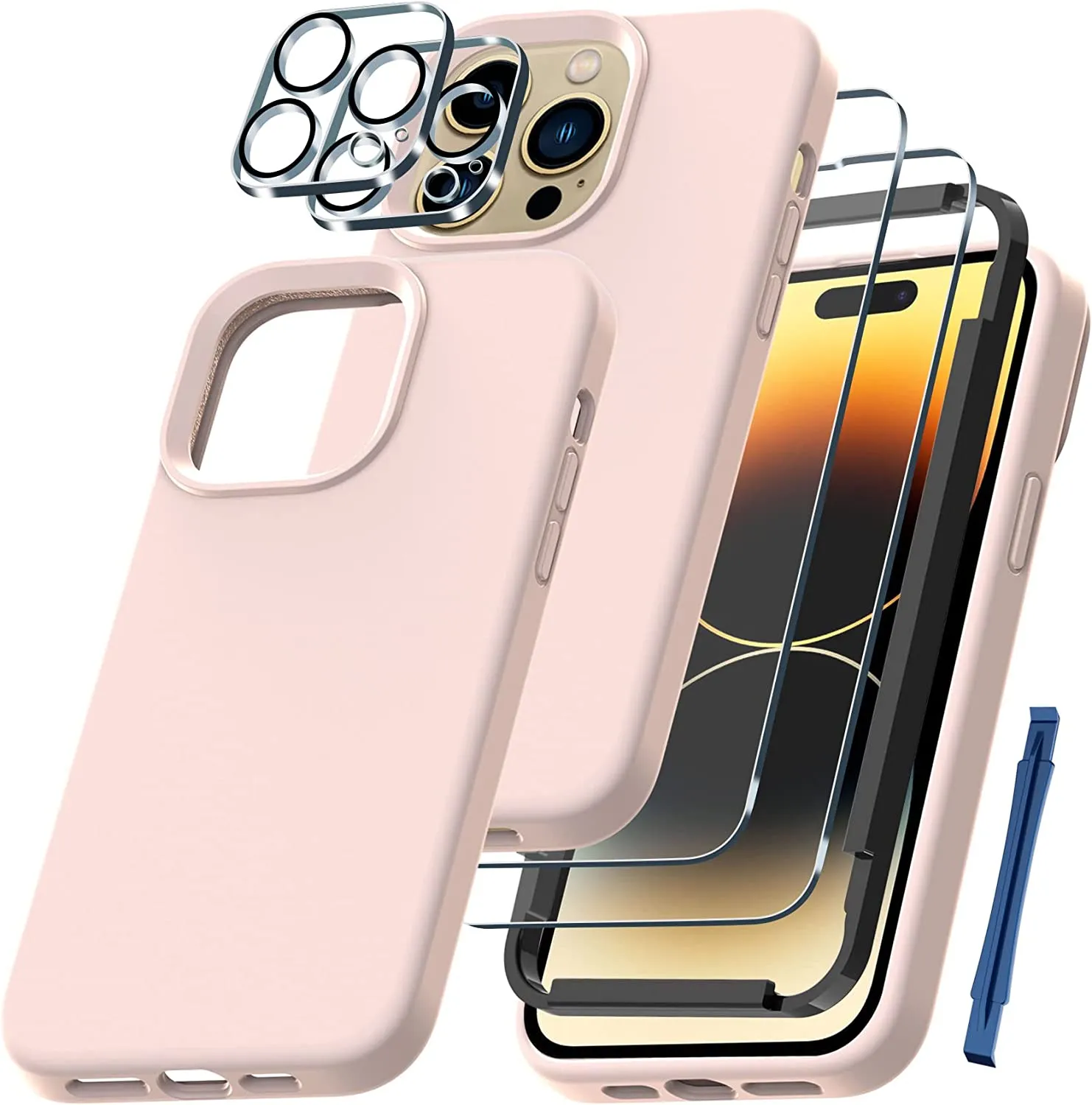 iPhone 14 Pro Case, 2 Pcs Screen Protector Protector Phone Case Yellow