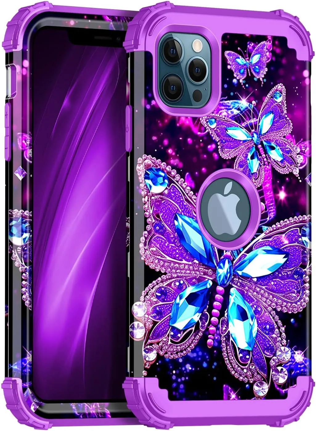 iPhone 16 Pro Case Glow Dark Three Layer Heavy Duty Shockproof Protection Hard Plastic Bumper Soft Silicone Case