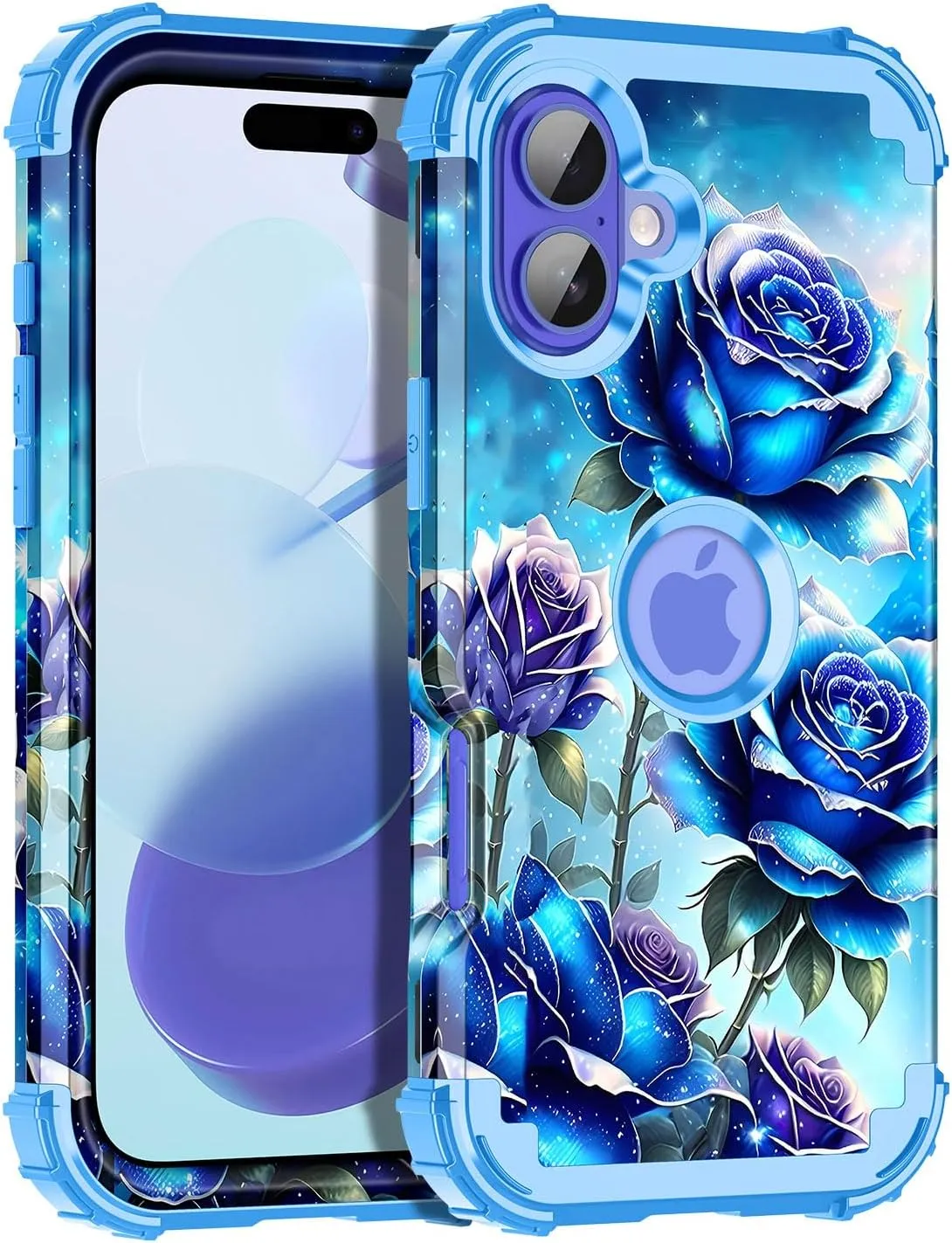 iPhone 16 Pro Case Glow Dark Three Layer Heavy Duty Shockproof Protection Hard Plastic Bumper Soft Silicone Case