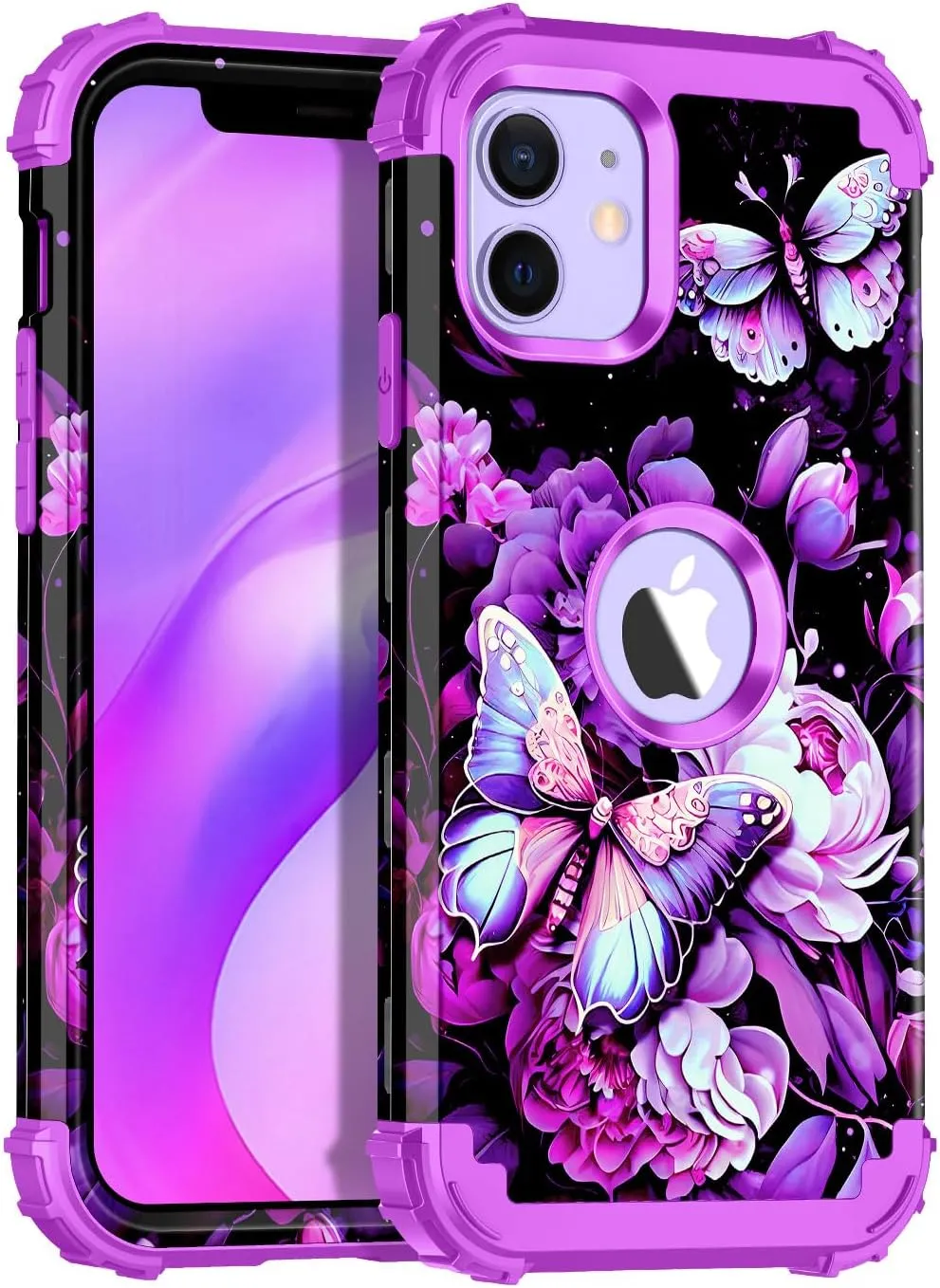 iPhone 16 Pro Case Glow Dark Three Layer Heavy Duty Shockproof Protection Hard Plastic Bumper Soft Silicone Case
