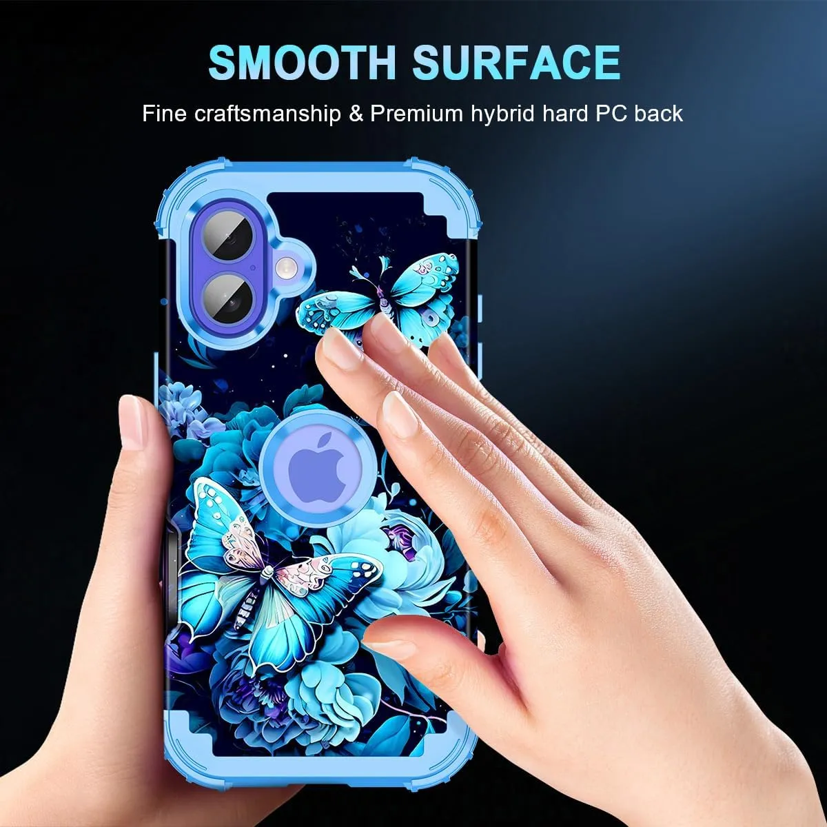 iPhone 16 Pro Case Glow Dark Three Layer Heavy Duty Shockproof Protection Hard Plastic Bumper Soft Silicone Case