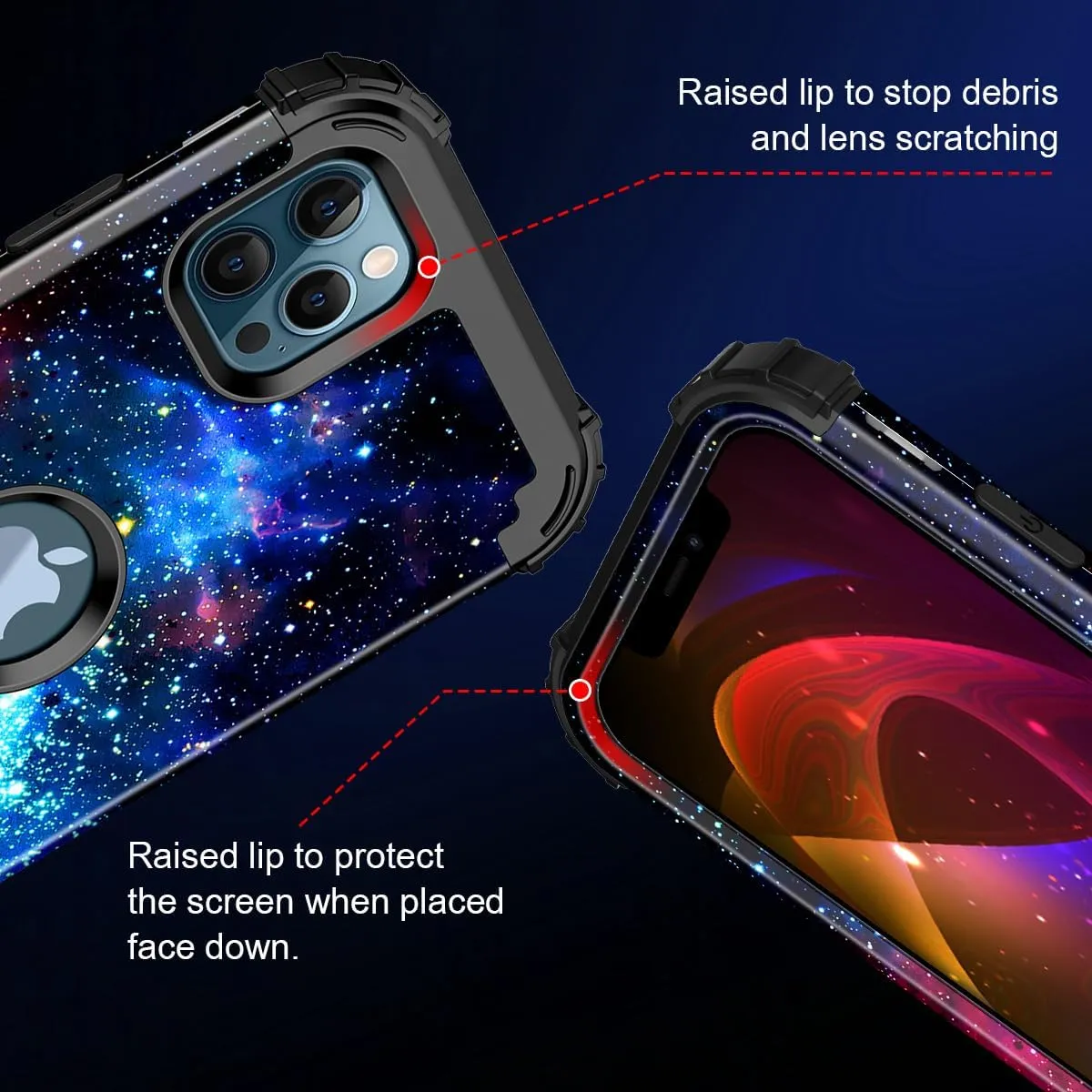 iPhone 16 Pro Case Glow Dark Three Layer Heavy Duty Shockproof Protection Hard Plastic Bumper Soft Silicone Case