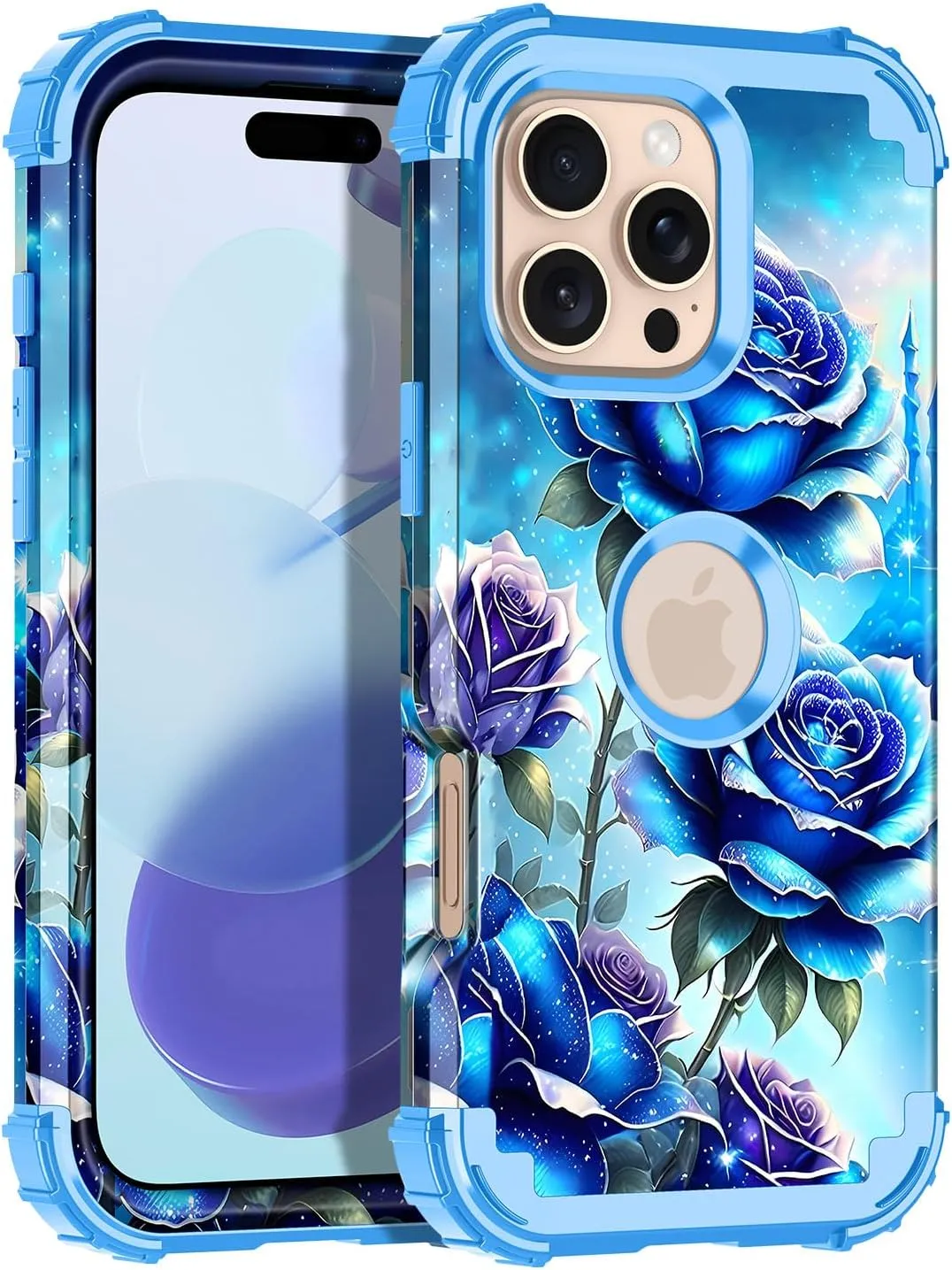 iPhone 16 Pro Case Glow Dark Three Layer Heavy Duty Shockproof Protection Hard Plastic Bumper Soft Silicone Case