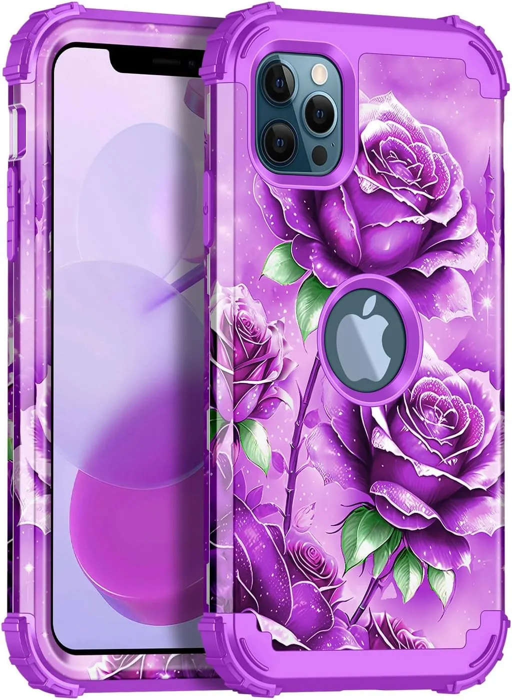 iPhone 16 Pro Case Glow Dark Three Layer Heavy Duty Shockproof Protection Hard Plastic Bumper Soft Silicone Case
