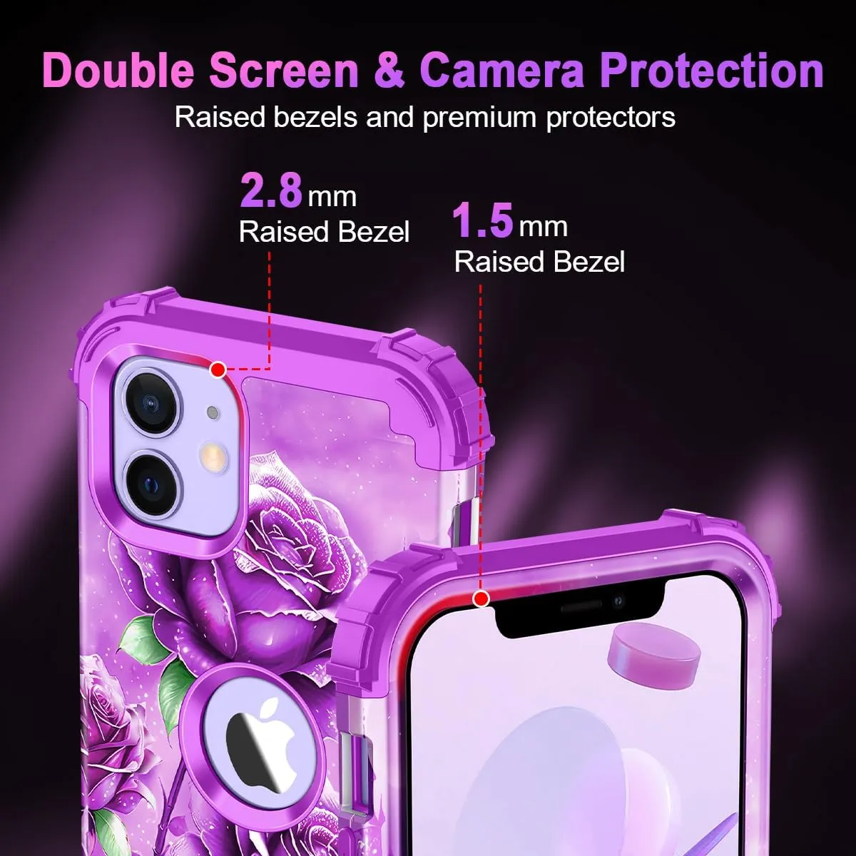 iPhone 16 Pro Case Glow Dark Three Layer Heavy Duty Shockproof Protection Hard Plastic Bumper Soft Silicone Case