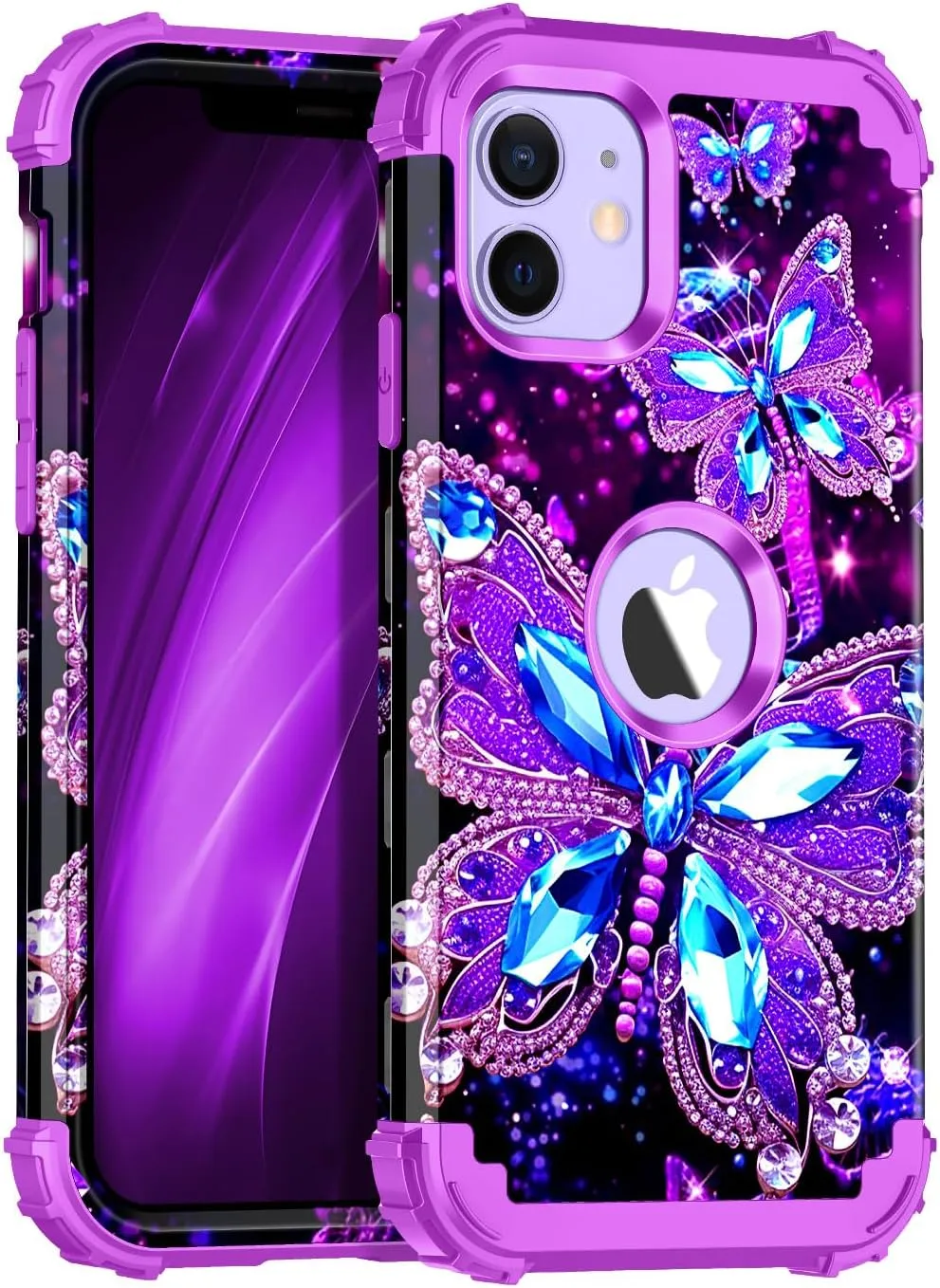 iPhone 16 Pro Case Glow Dark Three Layer Heavy Duty Shockproof Protection Hard Plastic Bumper Soft Silicone Case