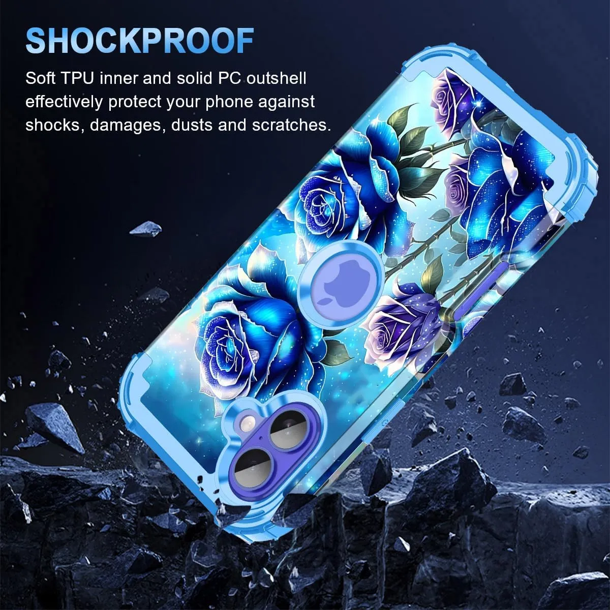 iPhone 16 Pro Case Glow Dark Three Layer Heavy Duty Shockproof Protection Hard Plastic Bumper Soft Silicone Case