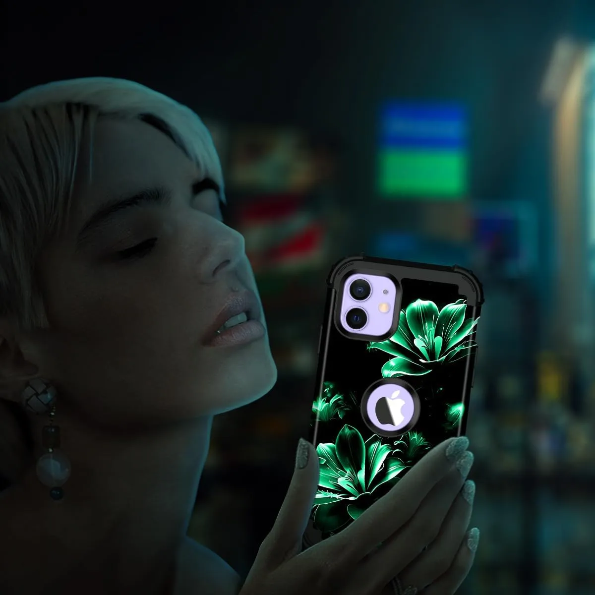 iPhone 16 Pro Case Glow Dark Three Layer Heavy Duty Shockproof Protection Hard Plastic Bumper Soft Silicone Case
