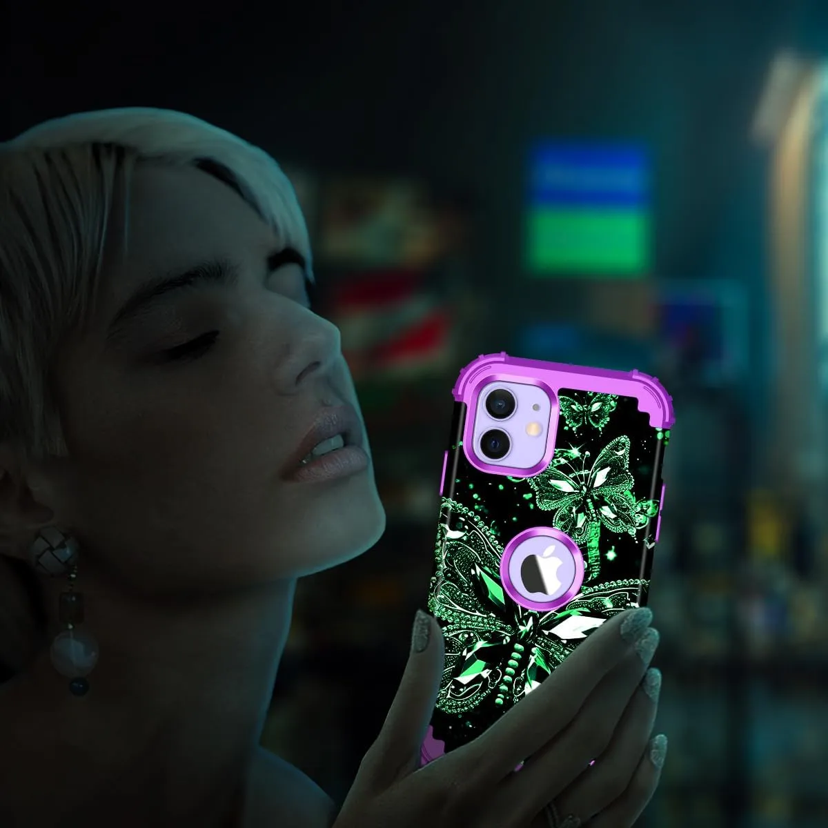 iPhone 16 Pro Case Glow Dark Three Layer Heavy Duty Shockproof Protection Hard Plastic Bumper Soft Silicone Case