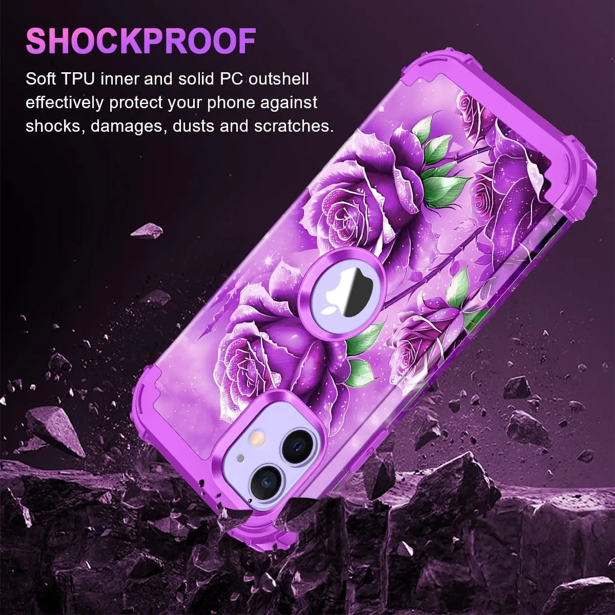 iPhone 16 Pro Case Glow Dark Three Layer Heavy Duty Shockproof Protection Hard Plastic Bumper Soft Silicone Case