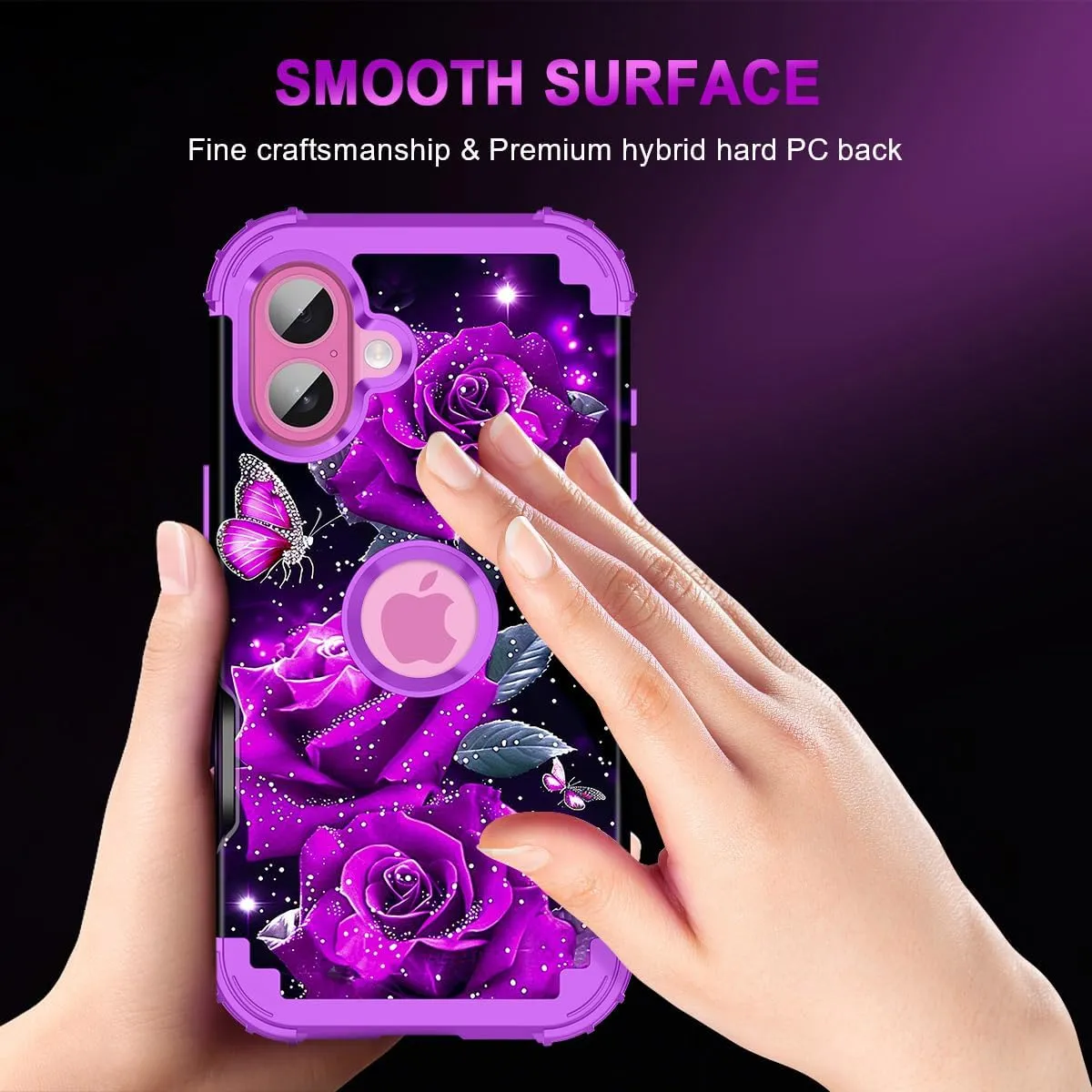 iPhone 16 Pro Case Glow Dark Three Layer Heavy Duty Shockproof Protection Hard Plastic Bumper Soft Silicone Case