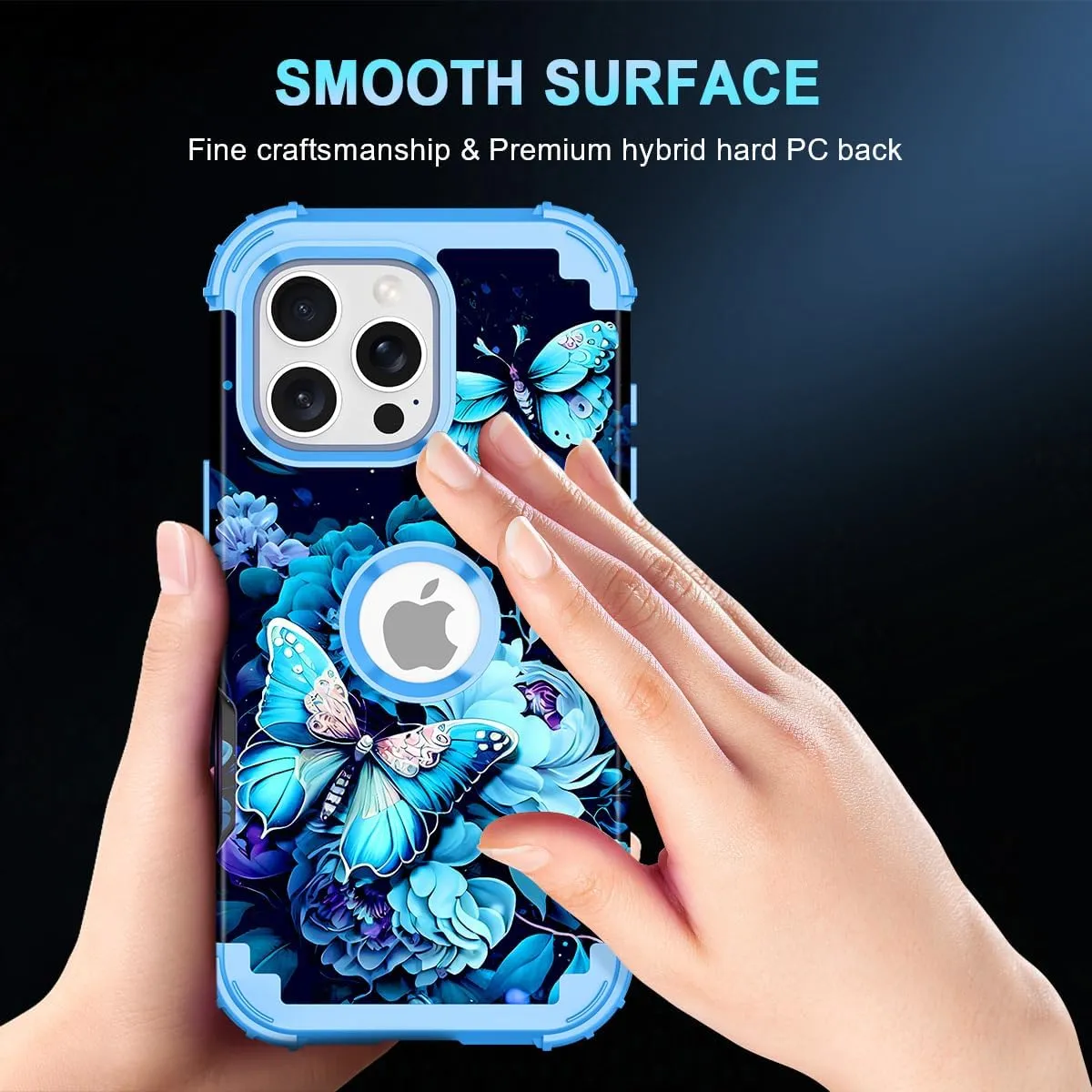 iPhone 16 Pro Case Glow Dark Three Layer Heavy Duty Shockproof Protection Hard Plastic Bumper Soft Silicone Case