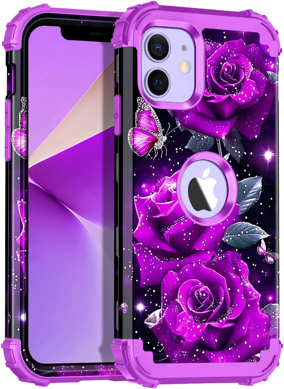 iPhone 16 Pro Case Glow Dark Three Layer Heavy Duty Shockproof Protection Hard Plastic Bumper Soft Silicone Case