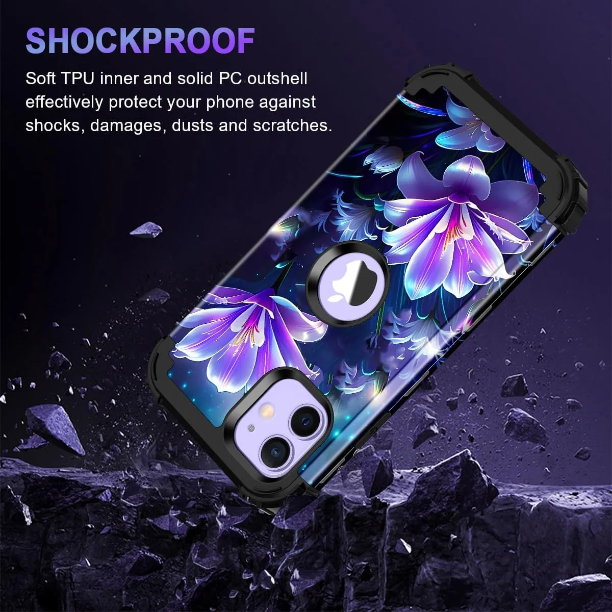 iPhone 16 Pro Case Glow Dark Three Layer Heavy Duty Shockproof Protection Hard Plastic Bumper Soft Silicone Case