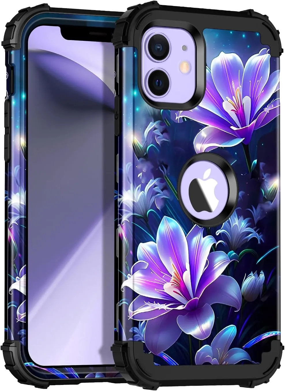 iPhone 16 Pro Case Glow Dark Three Layer Heavy Duty Shockproof Protection Hard Plastic Bumper Soft Silicone Case