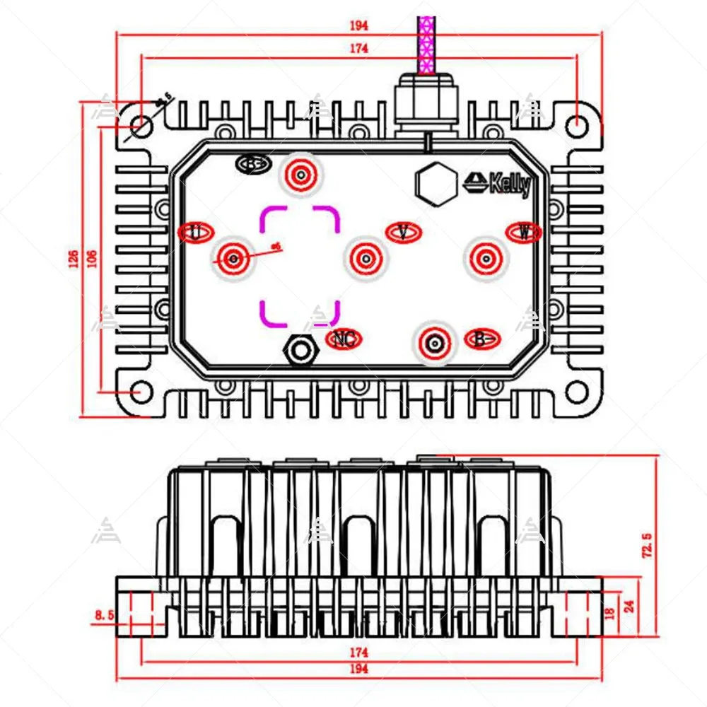 Kelly KLS7218N 30V-72V 220A SINUSOIDAL BRUSHLESS MOTOR CONTROLLER for 2000W Electric Motorcycle E-scooter