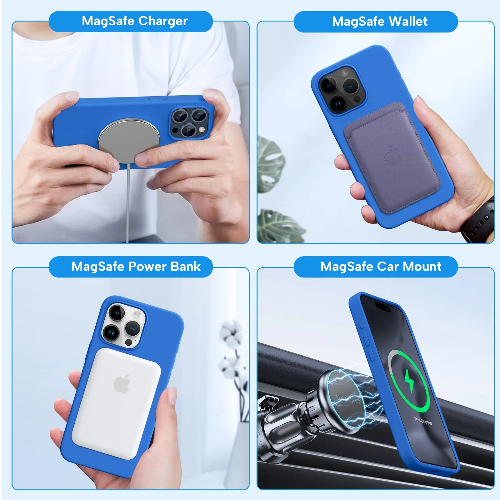 Miracase Designed for iPhone 15 Pro Max Case,[Compatible with MagSafe], [with 2 Pack Screen Protectors],Shockproof Liquid Silicone Professional Case with Microfiber Lining,6.7 inch