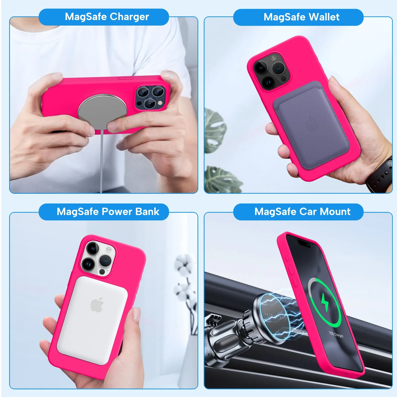 Miracase Designed for iPhone 15 Pro Max Case,[Compatible with MagSafe], [with 2 Pack Screen Protectors],Shockproof Liquid Silicone Professional Case with Microfiber Lining,6.7 inch