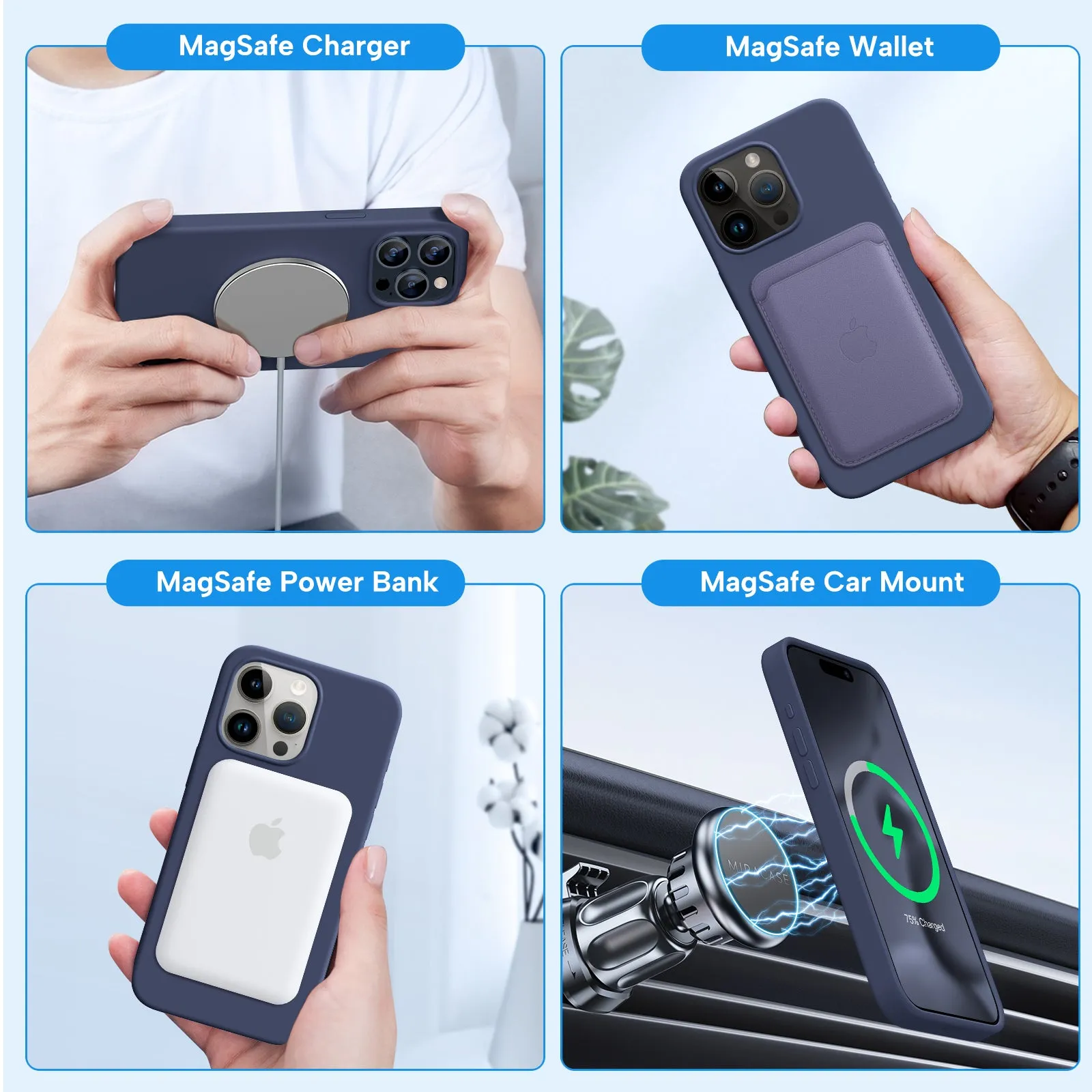 Miracase Designed for iPhone 15 Pro Max Case,[Compatible with MagSafe], [with 2 Pack Screen Protectors],Shockproof Liquid Silicone Professional Case with Microfiber Lining,6.7 inch