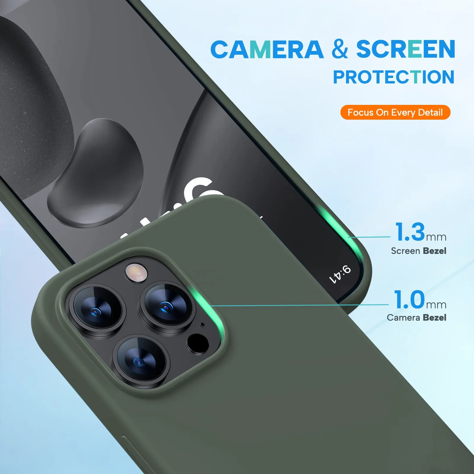 Miracase Designed for iPhone 15 Pro Max Case,[Compatible with MagSafe], [with 2 Pack Screen Protectors],Shockproof Liquid Silicone Professional Case with Microfiber Lining,6.7 inch
