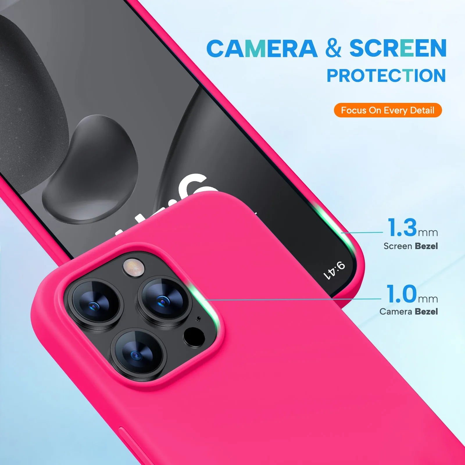 Miracase Designed for iPhone 15 Pro Max Case,[Compatible with MagSafe], [with 2 Pack Screen Protectors],Shockproof Liquid Silicone Professional Case with Microfiber Lining,6.7 inch