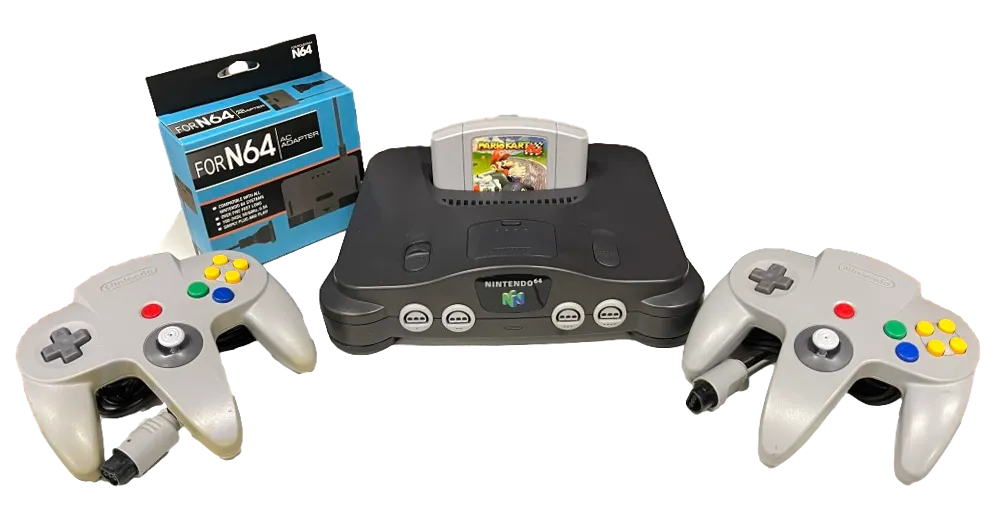 Nintendo 64 Console   2 Grey Controllers   Mario Kart N64 PAL (Preowned)