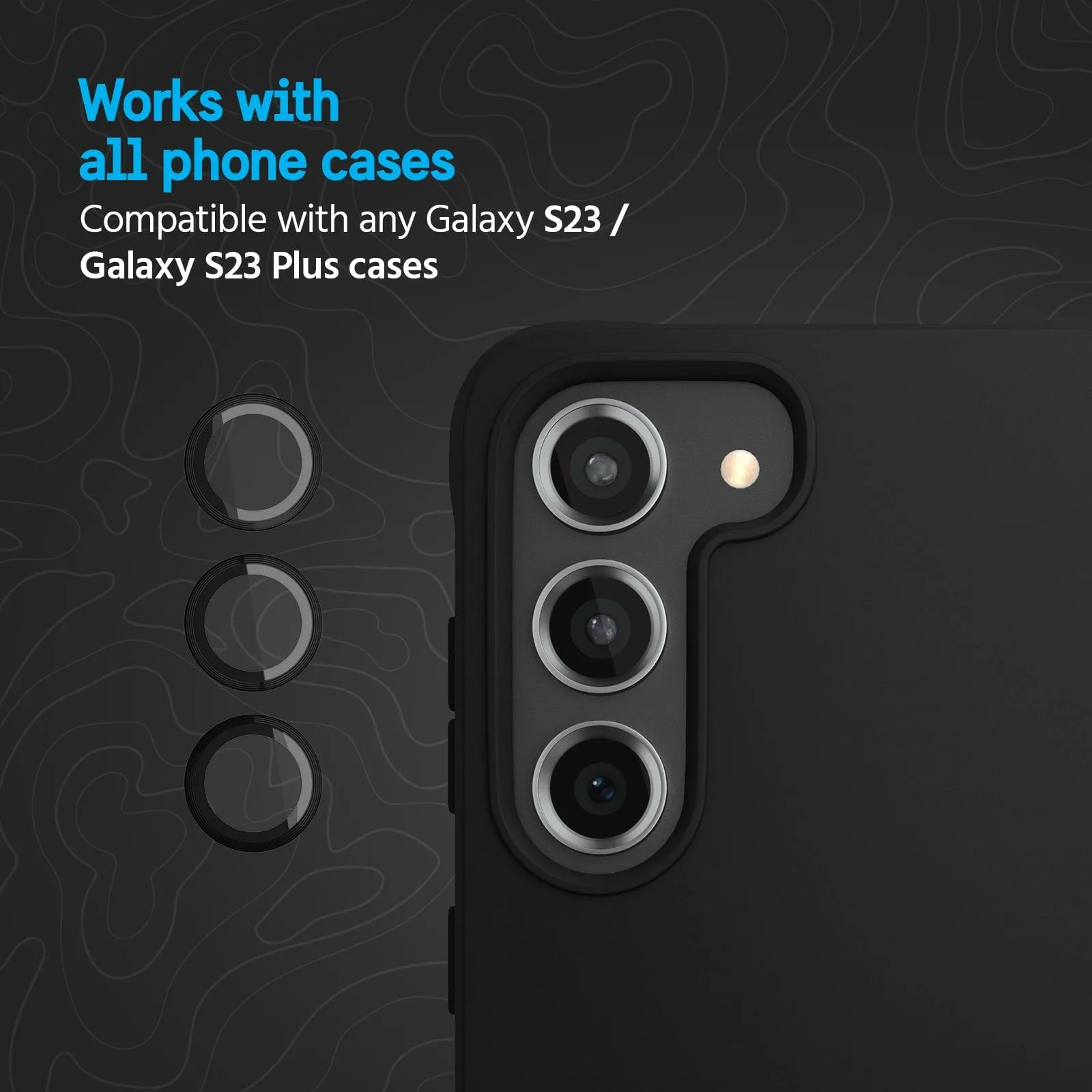 Pelican Aluminum Ring Lens Protectors for Galaxy S23 / S23  - Black